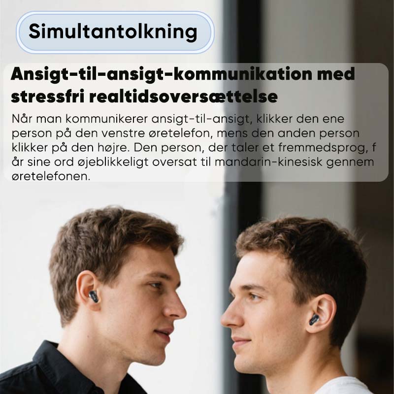 Støjreducerende oversættelses øretelefoner med farveskærm