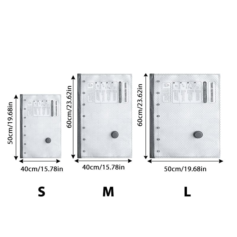 Vakuumkompressede rejseposer med luftpumpe