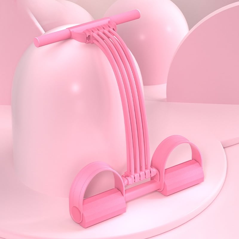 Modstandstræningsapparat med fodpedal og elastik til hjemmetræning