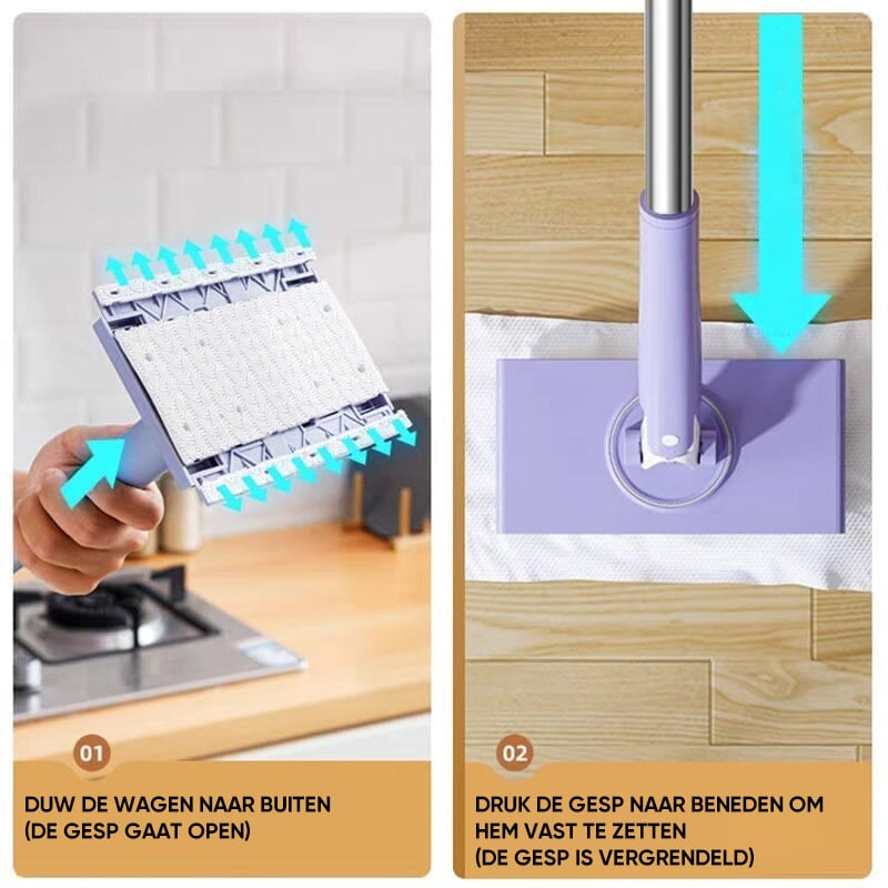 Handige mini-mop met doekwisselfunctie