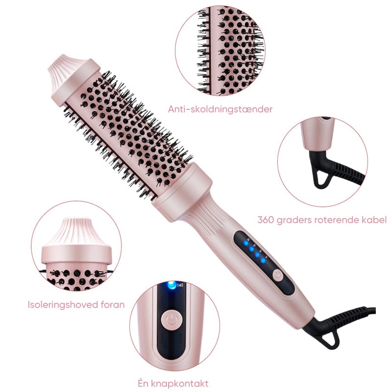 2-i-1 hårstylingbørste til glat og krøllet hår