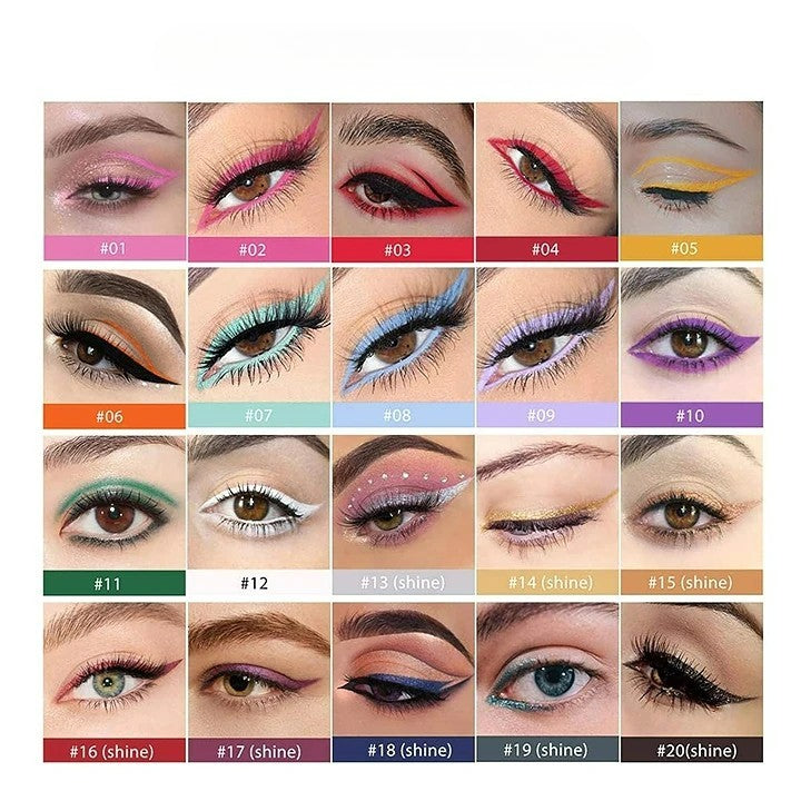 20 STK farvede eyeliner blyantsæt