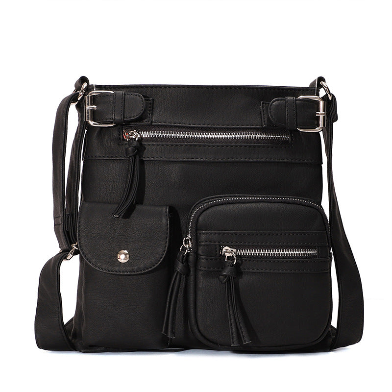 Blød crossbody taske med flere lommer