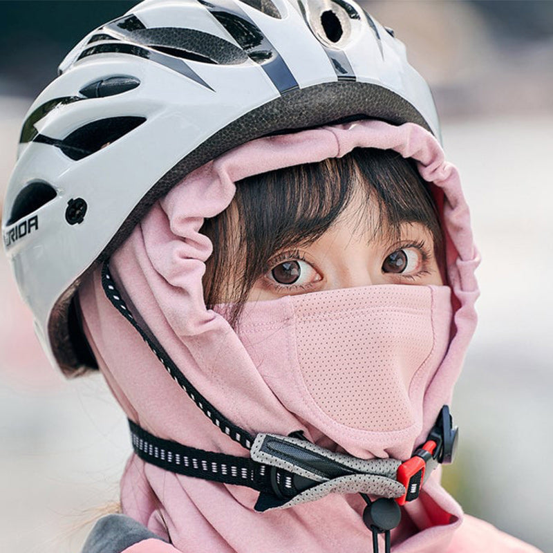 Hættemaske med halsvarmer til cykling