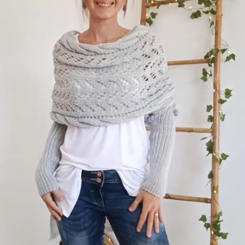 Kabelstrikket wrap-sweater (Dame)