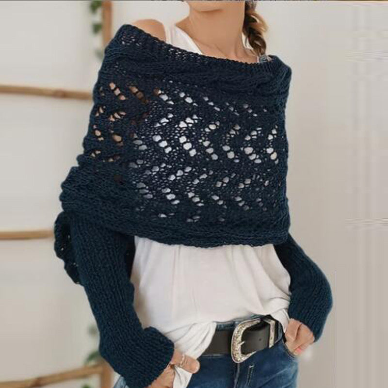 Kabelstrikket wrap-sweater (Dame)