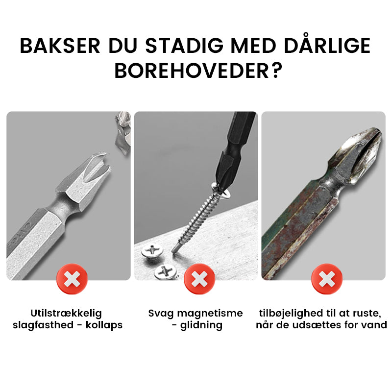 D1 Skridsikre og slagfaste bor til krydsskruetrækkere