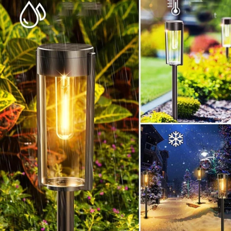 Solcelledrevne græsplænelamper med wolframglødetråd (2 stk.)