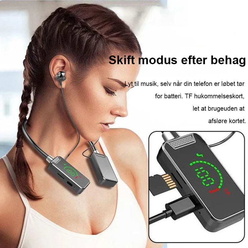 Bluetooth headset med digital display og nakkebøjle