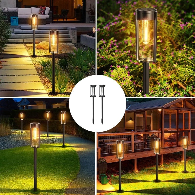 Solcelledrevne græsplænelamper med wolframglødetråd (2 stk.)