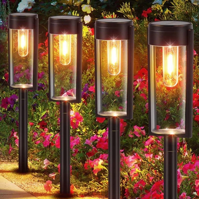 Solcelledrevne græsplænelamper med wolframglødetråd (2 stk.)