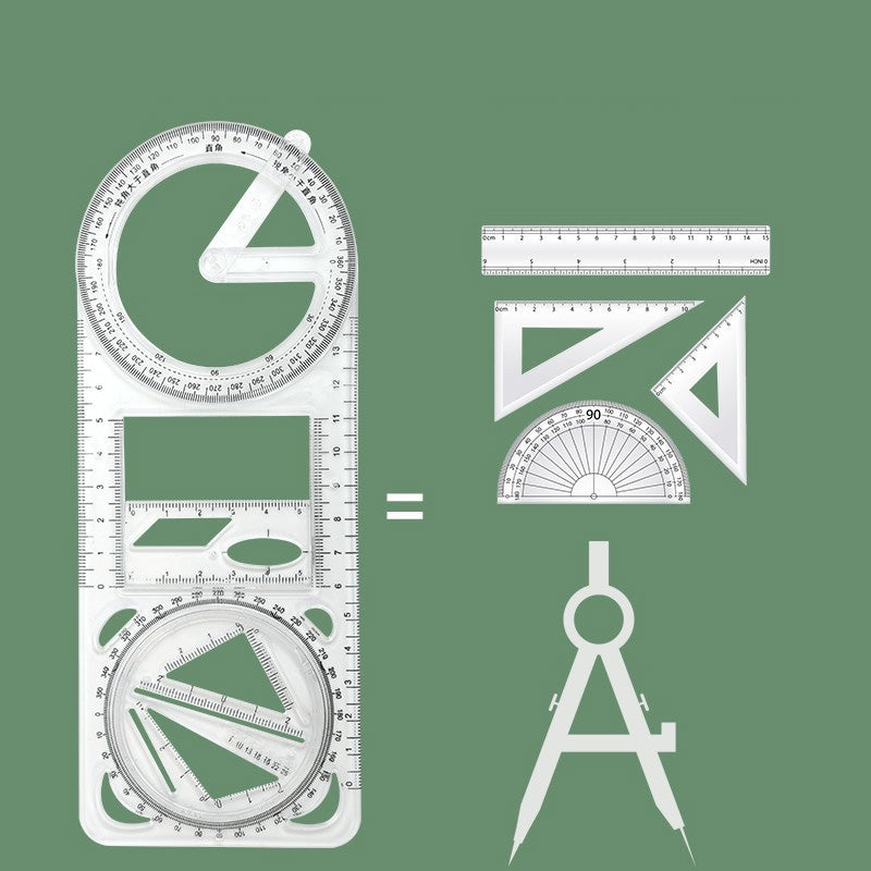 Multifunktionelt linealsæt til optegning