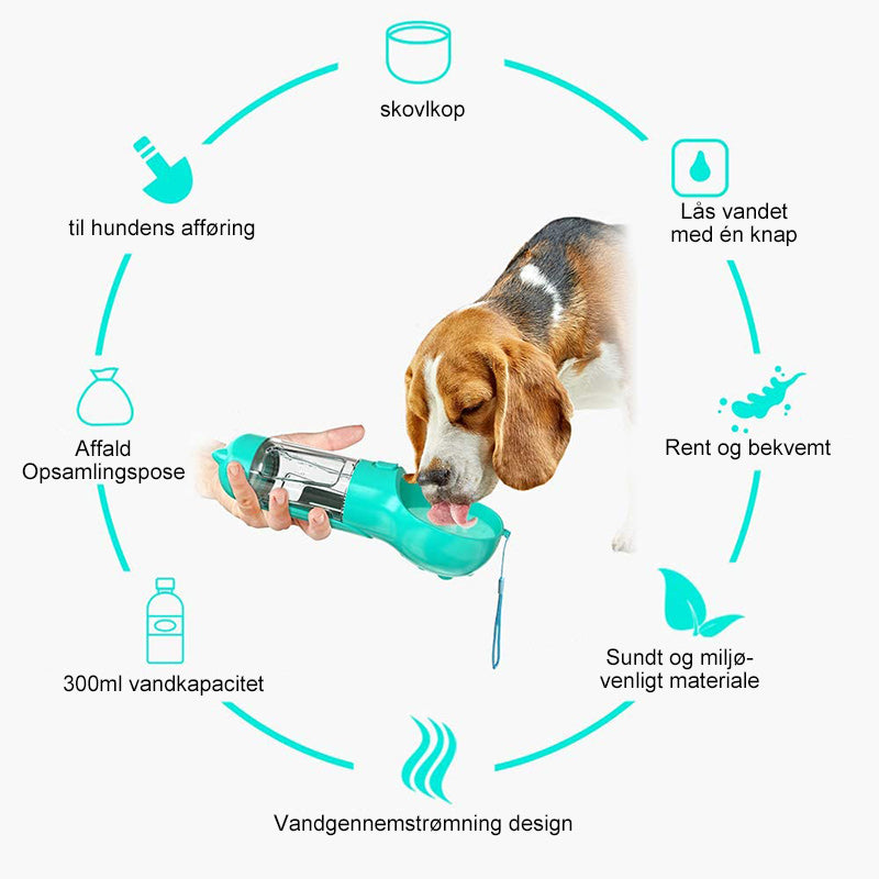 Bærbar hundeskål og vandflaske