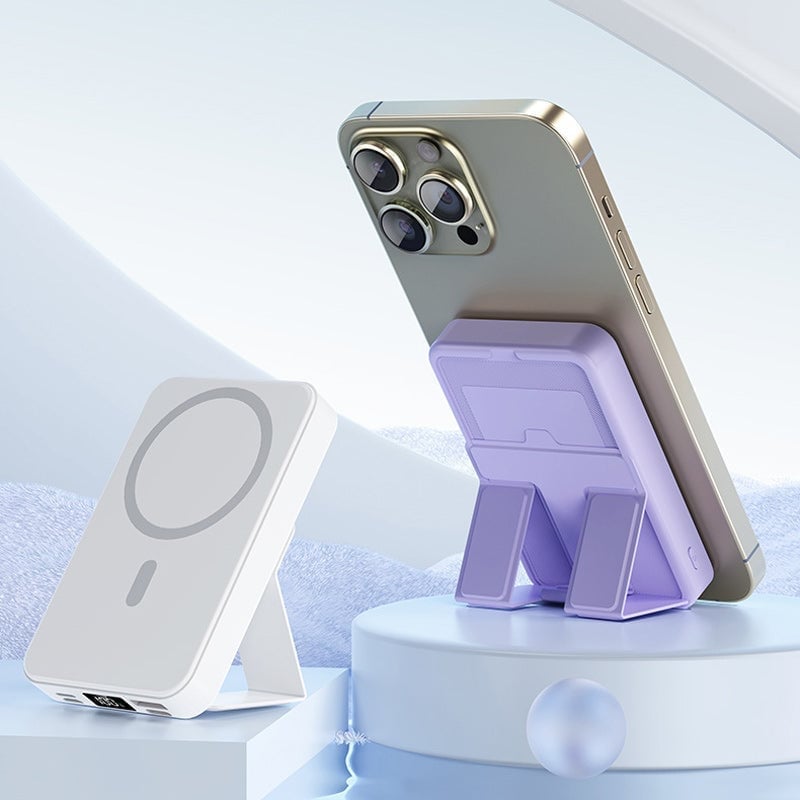 Bærbar magnetisk powerbank med trådløs opladning