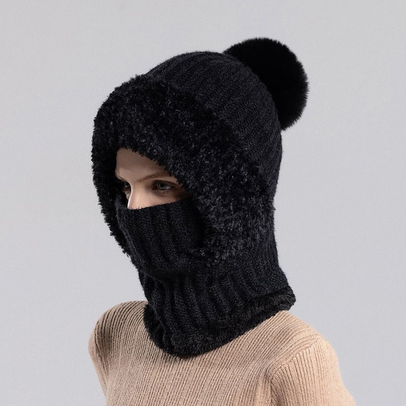 Women's knitted 3-in-1 cold-proof hat