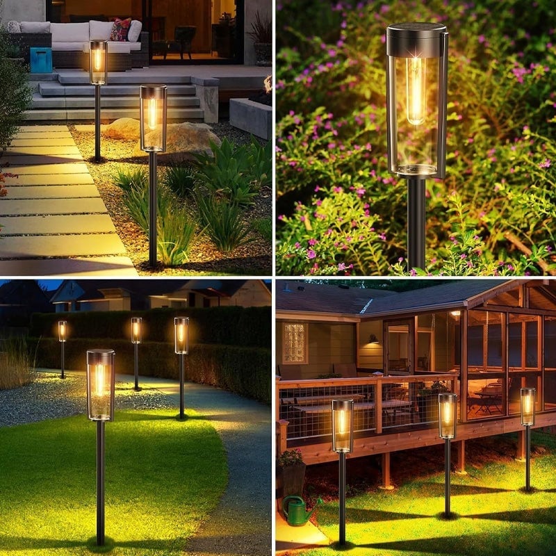 Solcelledrevne græsplænelamper med wolframglødetråd (2 stk.)