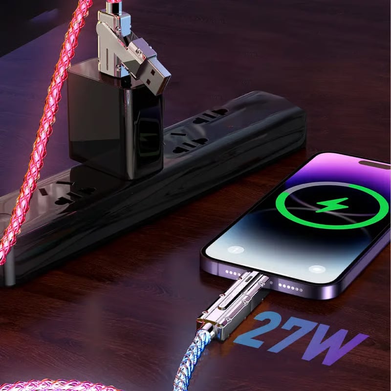 Fire-i-En 100W ladekabel med farverigt lys