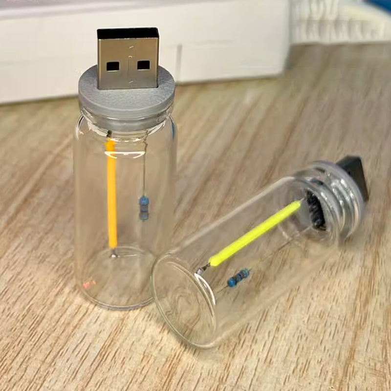 USB glasflaske natlampe med touchfunktion