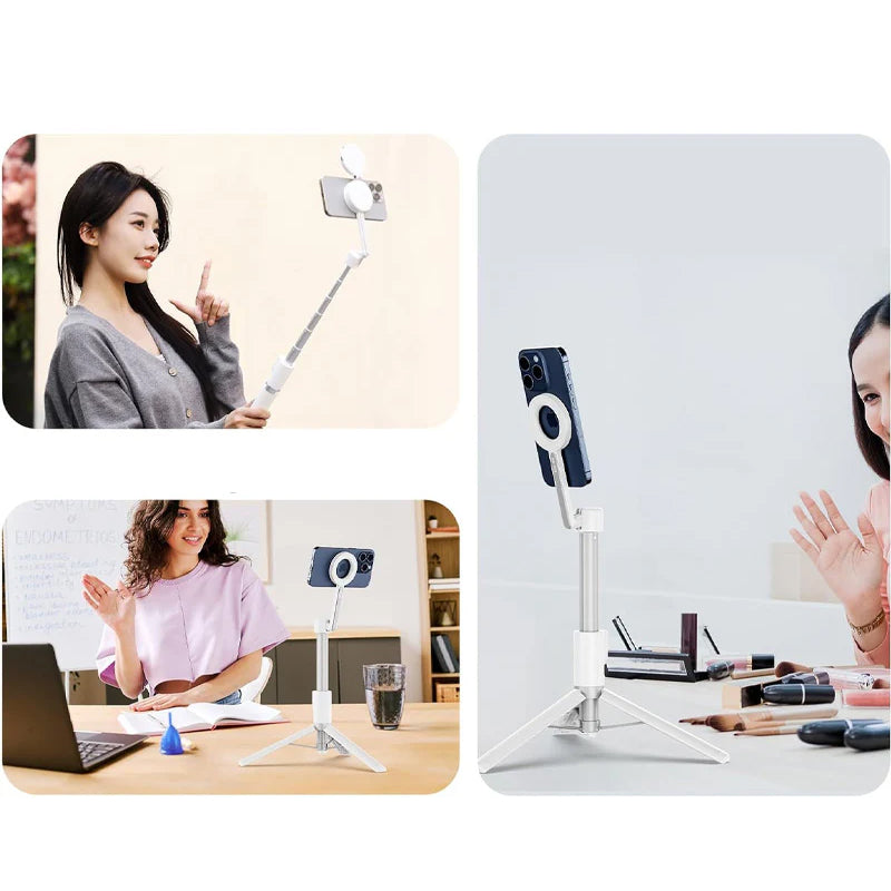 Magnetisk telefon selfie stick med ståfod