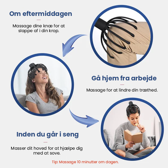 Blæksprutteformet hovedmassageapparat