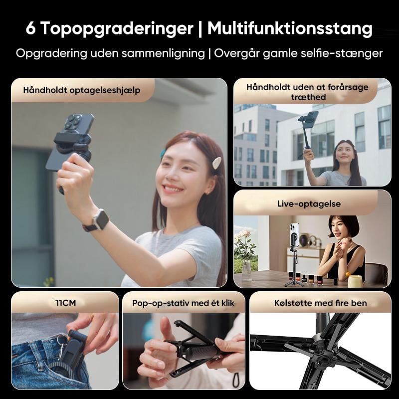 Magnetisk selfiestang i lommestørrelse