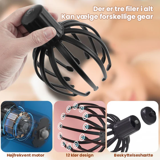 Blæksprutteformet hovedmassageapparat