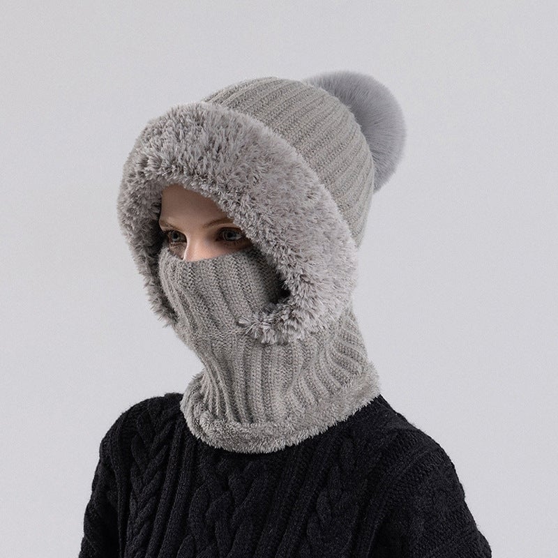 Women's knitted 3-in-1 cold-proof hat