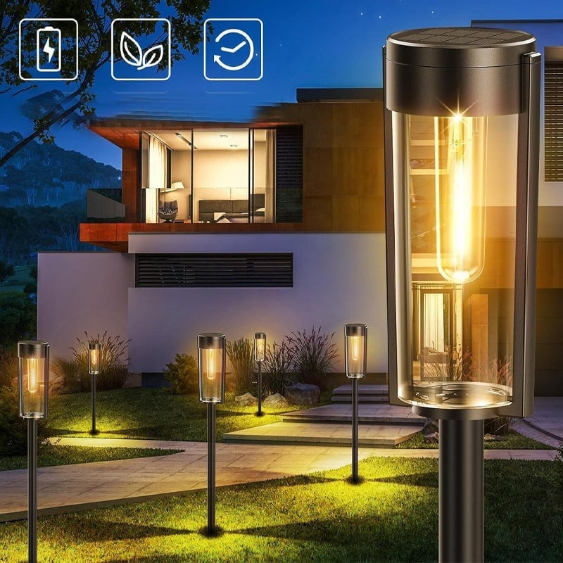 Solcelledrevne græsplænelamper med wolframglødetråd (2 stk.)