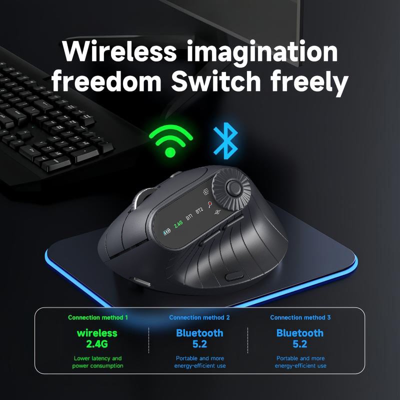 Ergonomic Triple-Connect Wireless Mouse