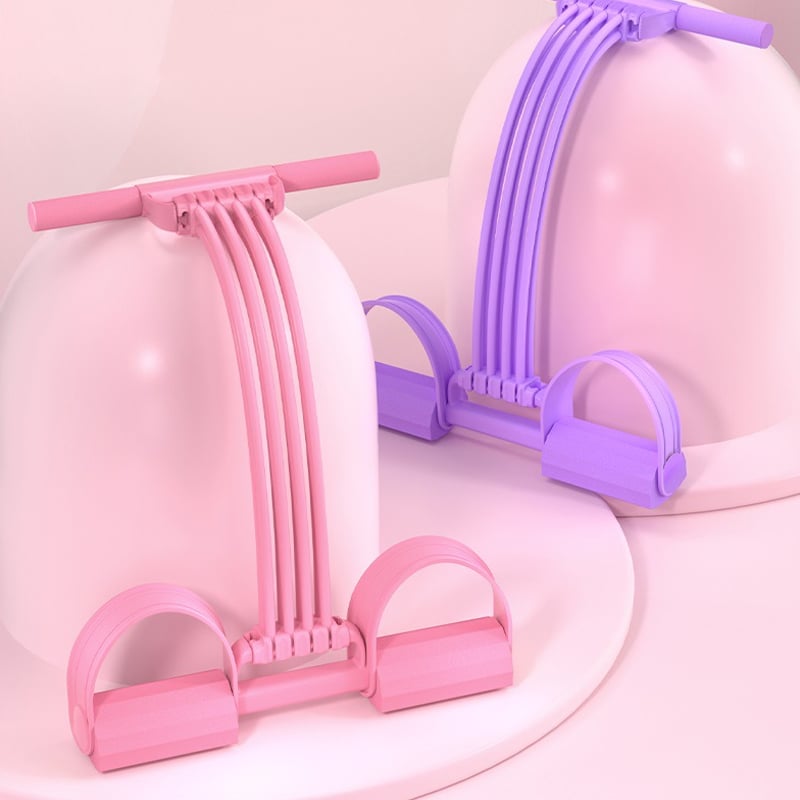 Modstandstræningsapparat med fodpedal og elastik til hjemmetræning