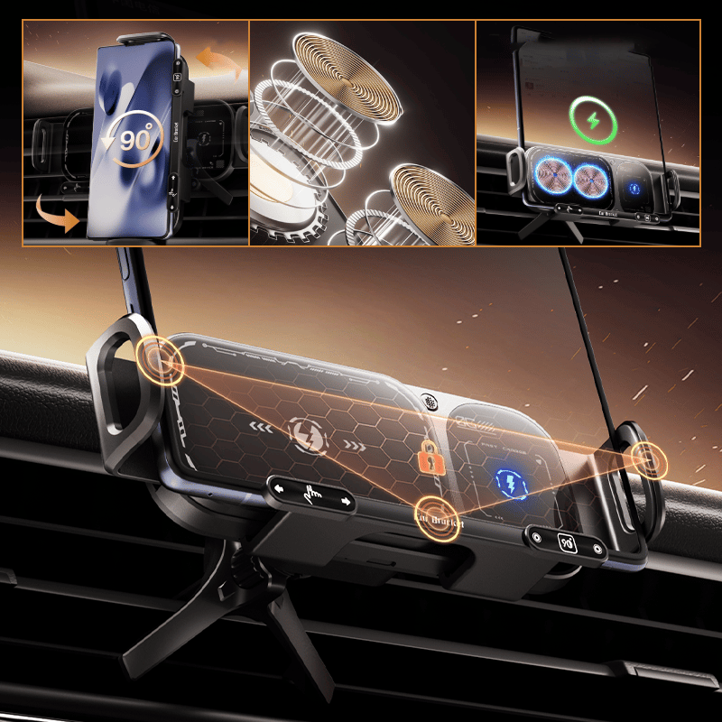 Roterende telefonholder med trådløs opladning til bilen