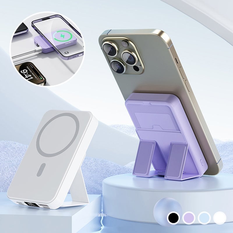 Bærbar magnetisk powerbank med trådløs opladning