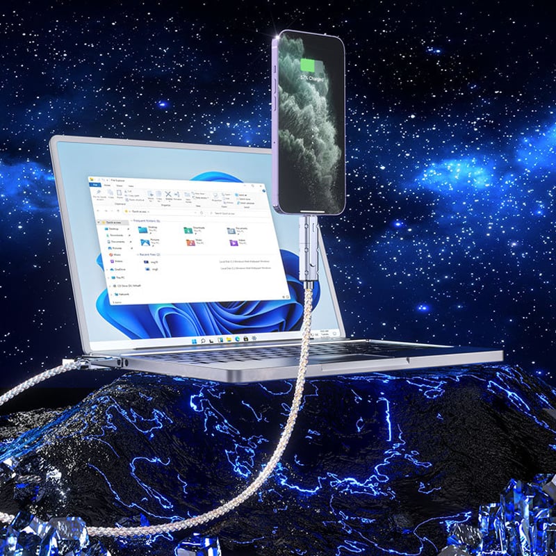 Fire-i-En 100W ladekabel med farverigt lys