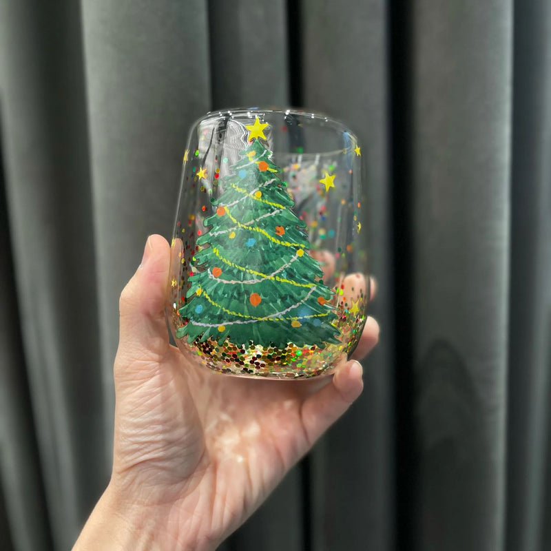 Glas med juletræsmotiv