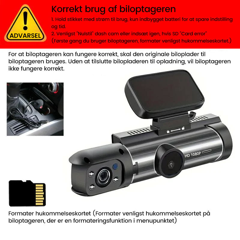 SAKER Dashcam med front og bagkamera