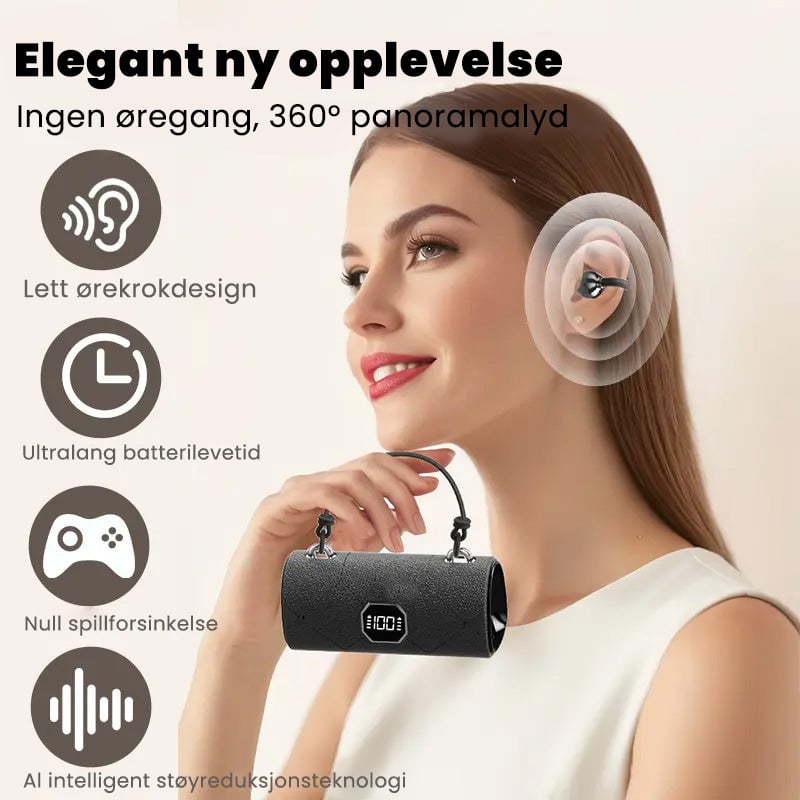 Stilfuldt klips-på trådløst headset