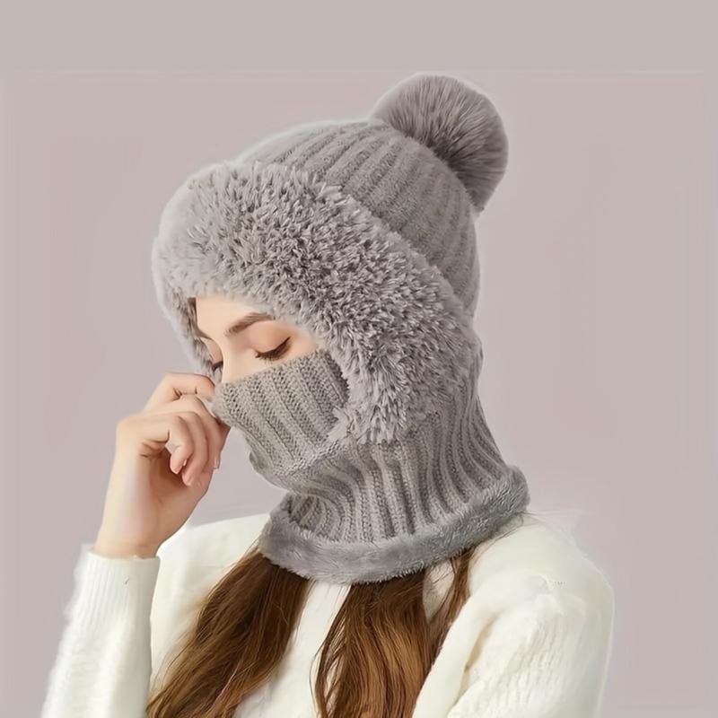 Women's knitted 3-in-1 cold-proof hat