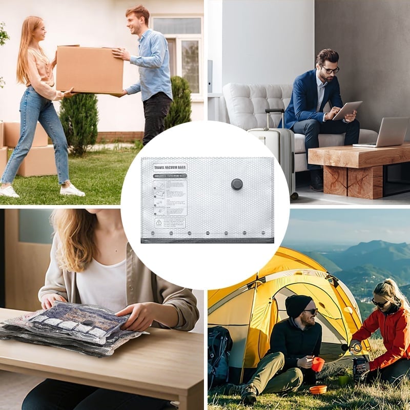 Vakuumkompressede rejseposer med luftpumpe