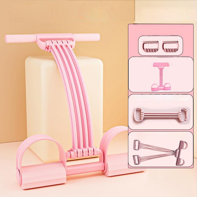 Modstandstræningsapparat med fodpedal og elastik til hjemmetræning