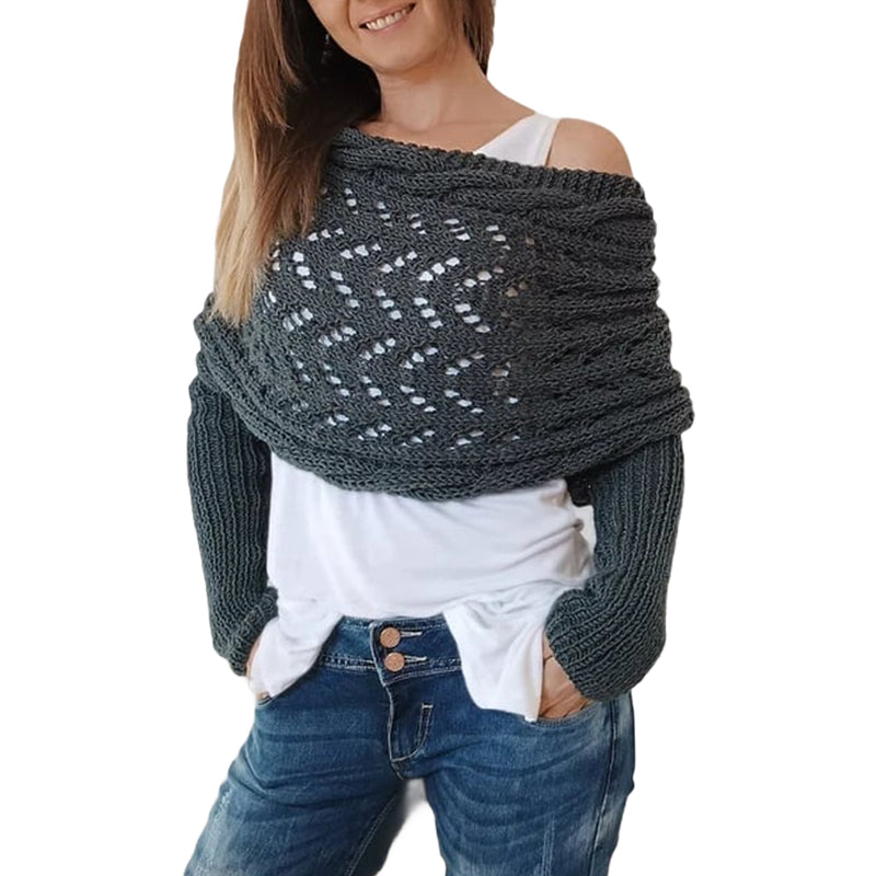 Kabelstrikket wrap-sweater (Dame)