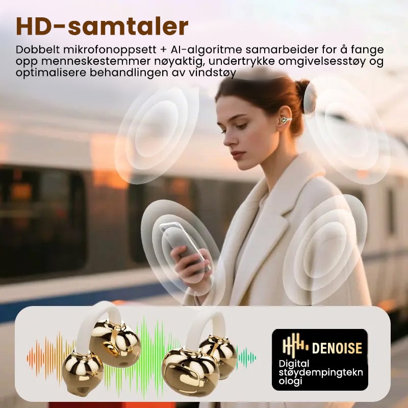 Stilfuldt klips-på trådløst headset