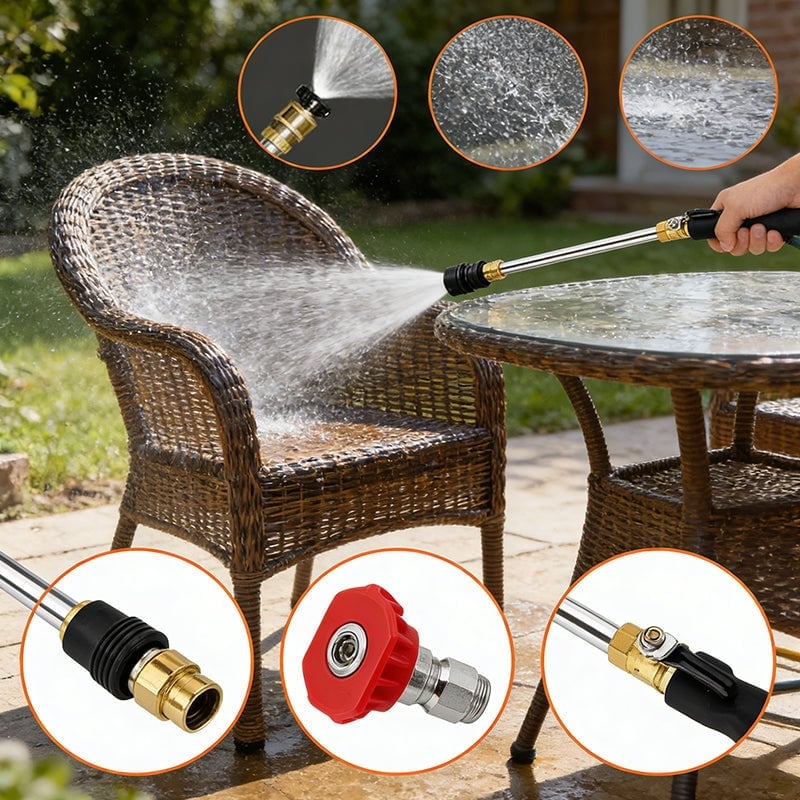 Højtryksdyse til haveslange med 3 højtryksmundstykker