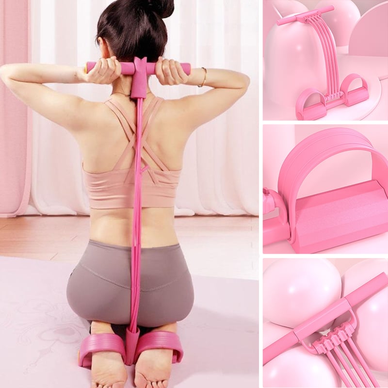 Modstandstræningsapparat med fodpedal og elastik til hjemmetræning