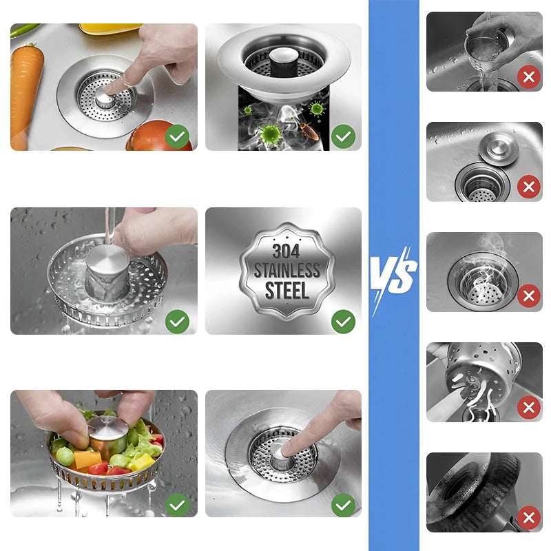 Opgraderet 3-i-1 afløbssi til køkkenvask