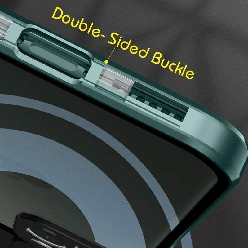 iPhone cover med dobbeltsidet spænde