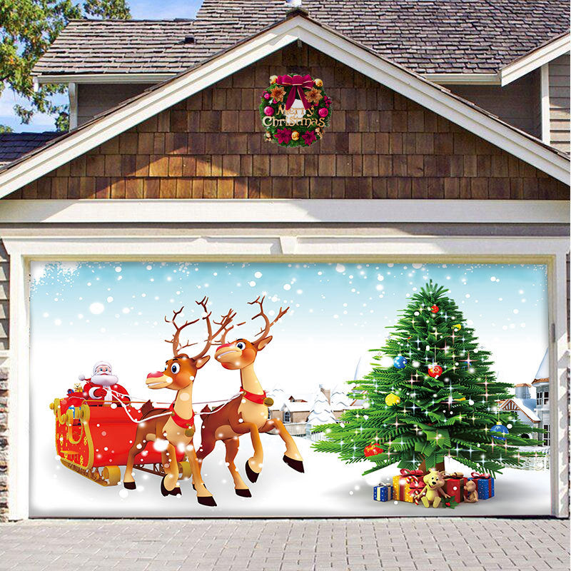 Dekorationsbanner til garagedøren i juletema