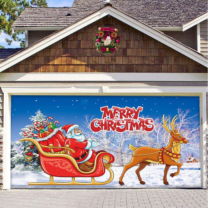 Dekorationsbanner til garagedøren i juletema