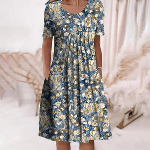 Kortærmet kjole med print