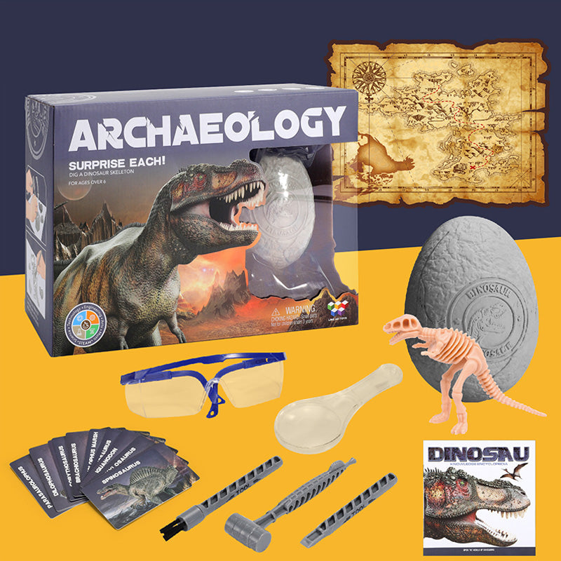 Legetøjssæt til udgravning af fossiler fra dinosaurer