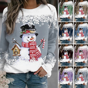 Multifarvet sweater med juletryk